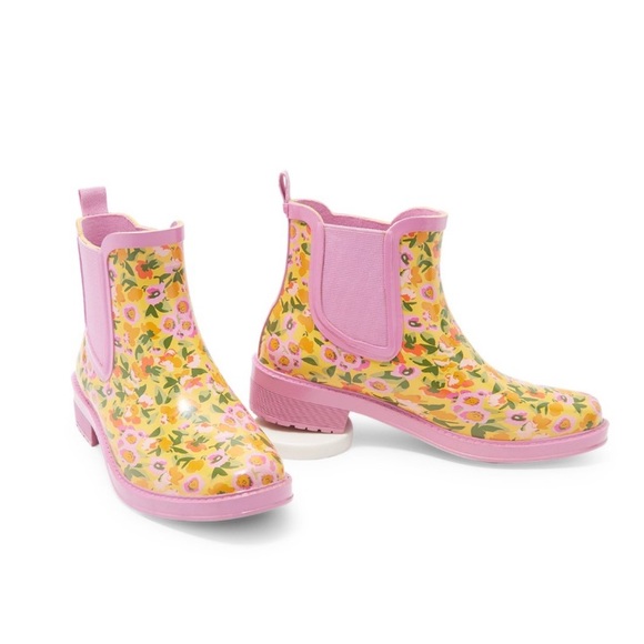 Isaac Mizrahi Live Pink & Yellow Floral Rain Boot Women’s Size 6 NEW - Picture 2 of 6